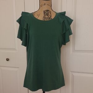 🍃Green Ruffle Sleeve Top